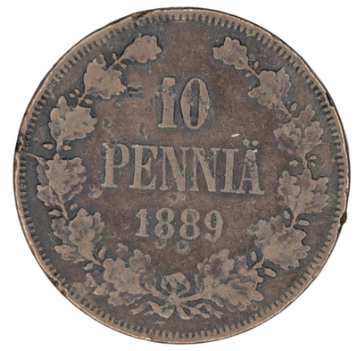 10 Penniä 1889