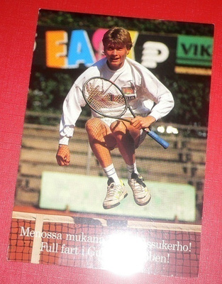 Tennispelaaja  -  Postipankin mainoskortti   (K12)