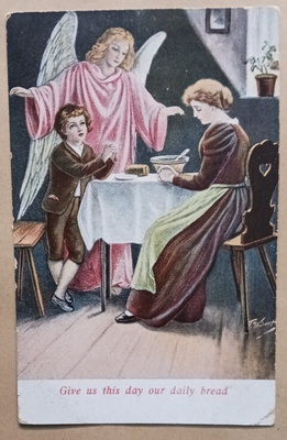 Ruokarukous, enkeli siunaa äitiä ja lasta, ei p.