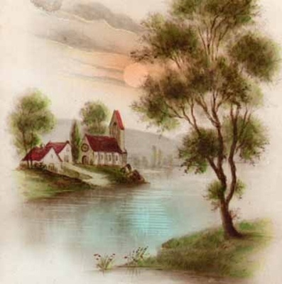NOSTALGIA / Aurinko nousee jokimaisemassa. 1900-l.