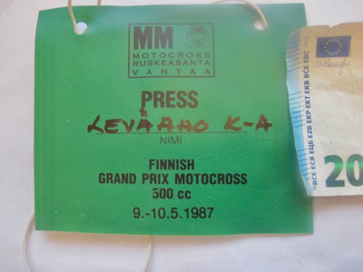 Kisapassi Motocross MM-Kisat Grand Prix 1987 Vantaa Lehdistö