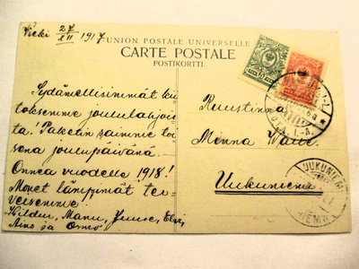 1917 Postilj. J-L ( Joensuu-Lieksa)  kortilla R