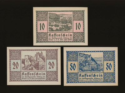Itävalta Notgeld 10, 20, 50 Heller, Rehberg 1920