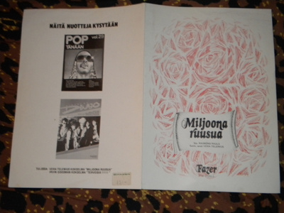 Nuottivihko - Vera Telenius - Miljoona Ruusua  1983