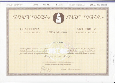 OKK 1983 Suomen Sokeri Oy pörssi, Helsinki