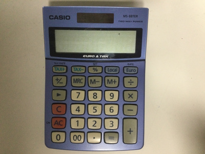 PÖYTÄLASKIN    CASIO MS-88TER.  EURO&TAX.