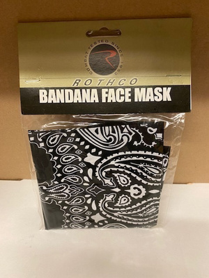 Bandana kasvomaski musta valk kuviointi