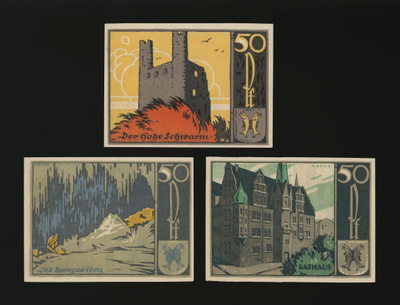Saksa Notgeld 3 x 50 Pfg, Saalfeld 1921