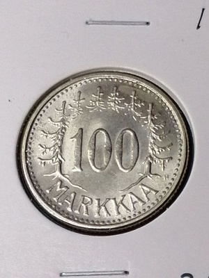 100 Markkaa 1957 Hopearaha