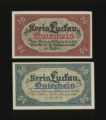 Saksa Notgeld 10, 50 Pfg, Luckau 1917