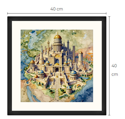 Uusi uniikki fantasia kartta art print taulu 40 cm x 40 cm