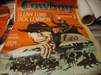 Vanha elokuvajuliste : Cowboy ( Glenn Ford - Jack Lemmon )