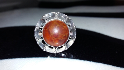 E.grantin Vintage hopea meripihka sormus 925 Finland