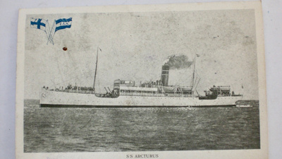 VANHA Postikortti Laiva Arcturus Tanska- Suomi Lunastus 1921