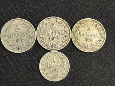 Kuvien hopearahat vuodelta 1865