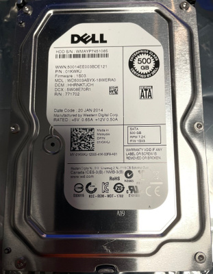 Dell 500gb 3,5" sata kovalevy - käytetty