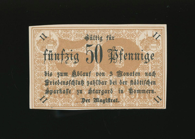 Saksa Notgeld 50 Pfennig, Stargard 15.7.1917