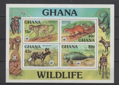 (SS027) GHANA 1977 (WWF. Wildlife). SS. MNH**