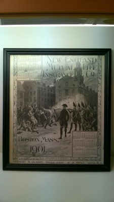 Bostonin verilöyly 5.3 1770, painotyökalenteri vuodelta 1901