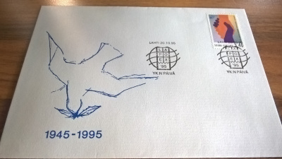 Kuori Suomi 1995 YK:n päivä erikoisleimalla LAPOEX `95