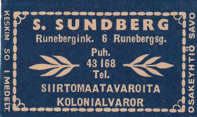 Helsinki, S. Sundberg , Runebergink. 6    3/3