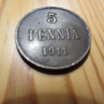 5 Penniä 1911 mahd. kl 5