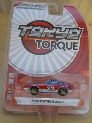 Datsun 240Z Coupe 2 door Blue-Red-White 1973 Greenlight 1:64