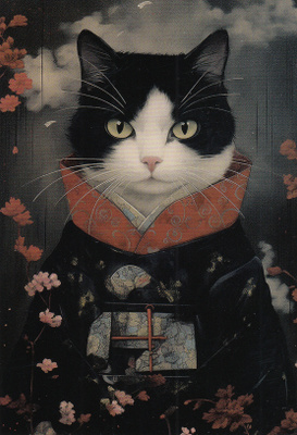 Japanilainen kissa, musta kimono
