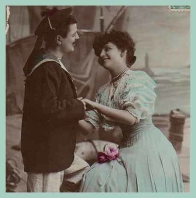 MERI / Rakastunut merimies ja tyttö satamassa. 1900-l.