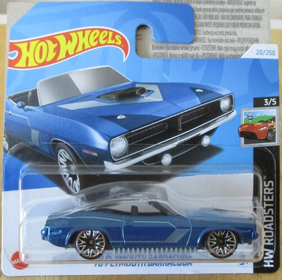 Plymouth Barracuda Convertible 2D Blue 1970 Hot Wheels 1:64