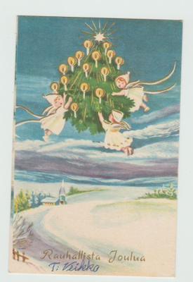 Joulukuusi ja enkelit taivaalla  (*)
