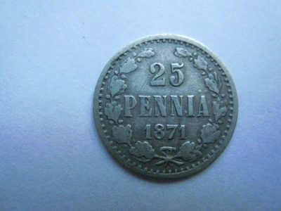 25 penniä 1871 hopeaa