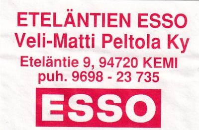 Kemi, Etelätien  ESSO, Veli-Matti Peltola Ky 2/7