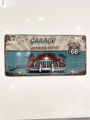 Metallikyltti Garage service&repair Route 66