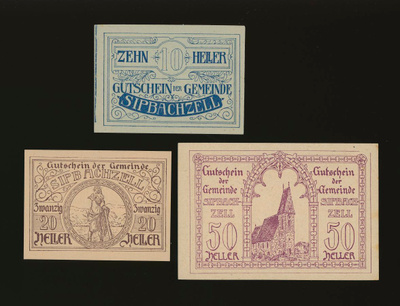 Itävalta Notgeld 10, 20, 50 Heller, Sipbachzell 1920