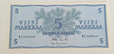 5 Markkaa 1963 ilman Litt AC3693407