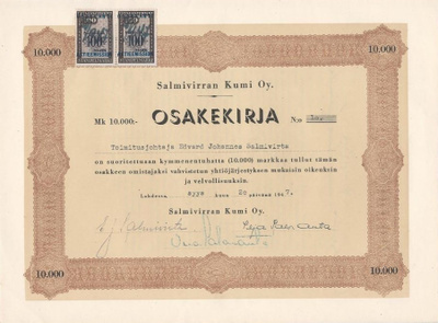OKK 1947 Salmivirran Kumi Oy, Lahti osakekirja
