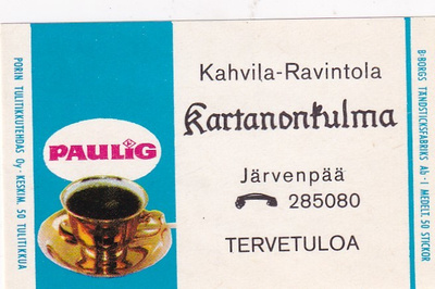 Järvenpää, Kahvila Kartanonkulma  , Paulig   6/13