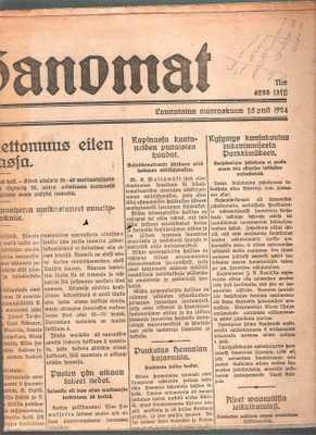 Maria Åkerblom karkasi Kammion sairaalasta 1924.