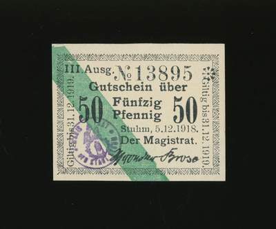 Saksa Notgeld 50 Pfennig, Stuhm 5.12.1918