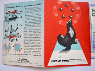 VANHA Lukujärjestys Eterna-matic Kellon Mainos 1940-1950-l