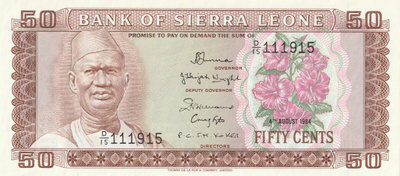 Sierra Leone 50 sentin seteli 1984, pakkasileä
