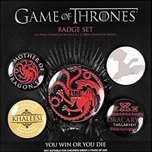 GAME OF THRONES BADGE SET FIRE AND BLOOD (57 822) 5 rintame