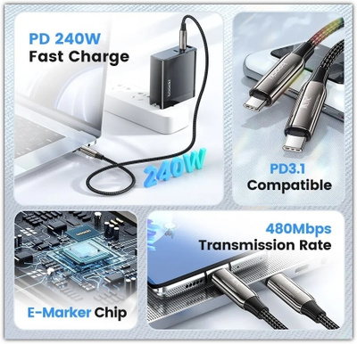 Toocki 240W USB C - USB C -supernopea kaapeli /1m    #28887