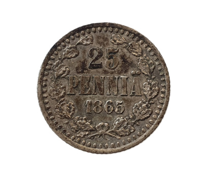 Autonomian aika 25 penniä 1865 Aleksanteri II