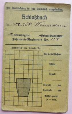 Ampumarata tuloskirjanen v. 1919 Saksa Militär armeija