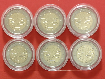 6 x 2 € 2004 risuraha, UNC.