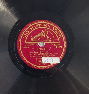 Savikiekko 1938 Ylioppilaskunnan laulajat / Almi HMV TJ 121
