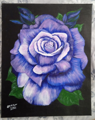 AKVARELLI  SININEN RUUSU  40 x 50 cm