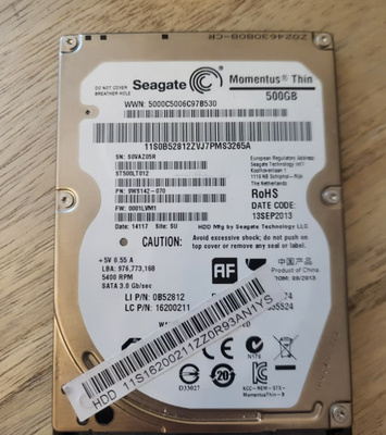 Seagate 500GB 2,5" 5400rpm sata kovalevy